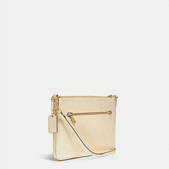 Coach Polly Pebble Gold Crossbody Bag with Turnlock Closure - Picture 6 of 9